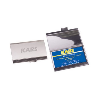 Horizontal Business Card Holder with Brushed/Polished Aluminum