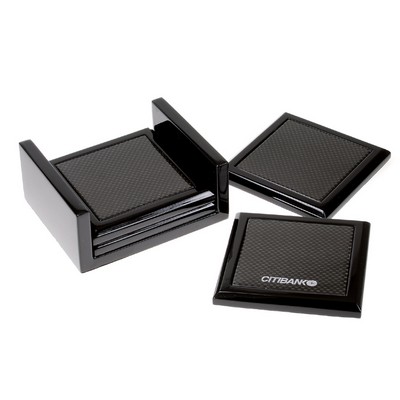 Executive 4 Piece Coaster Set w/Holder