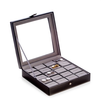 Cufflink Case - Black Leather