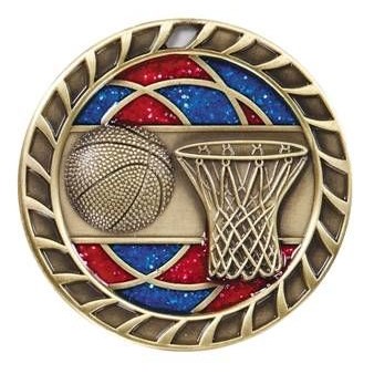 Medal, "Basketball" Glitter - 2-1/2" Dia.