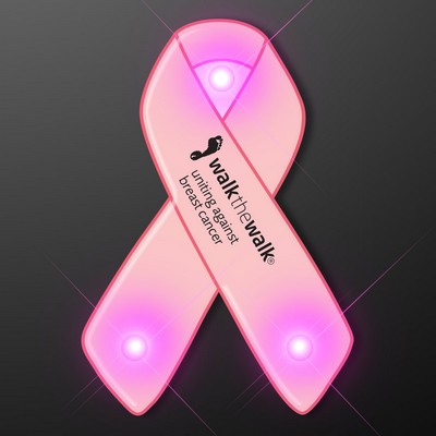 Imprinted Pink Awareness Ribbon Blinking Pin - Domestic Imprint