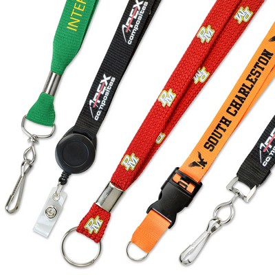 1" Custom Silkscreen Flat-Ribbed Polyester Lanyards