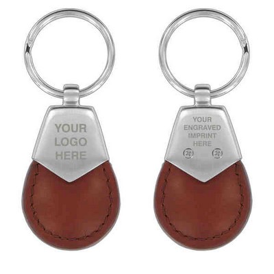 Brown Synthetic Leather Key Chain with Satin Metal (Overseas Production)