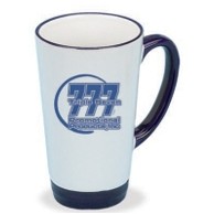 16 Oz. Funnel Mug w/ Colored Trim (White/Cobalt)