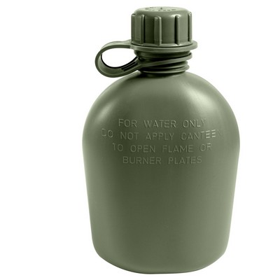 Genuine G.I. 3 Piece 1 Qt. Olive Drab Plastic Canteen