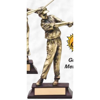 Sunburst 10.5" Gold Cast Metal Finish Award w/ Base (Golf/ Male)