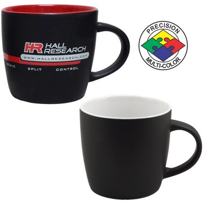 12 Oz. Black/White Euro Cafe Mug - Dishwasher Resistant - Precision Spot Color