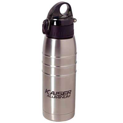 Sports Water Bottle w/ Side Clasp Cap & Ringed Side