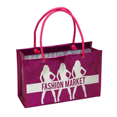 CustomLaminated Metallic Tote Bag  w/Rope Handles 13"x8.5"x5"