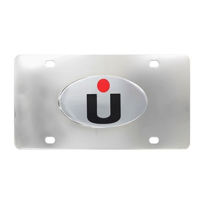 Stainless Steel License Plate with Brass Oval Engraved Emblem (Domestic Production)