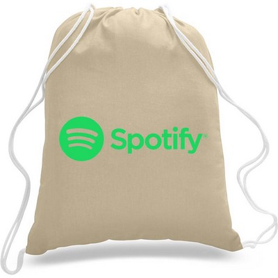 Small Natural 100% Cotton Drawstring Backpack - 1 Color (14"x18")