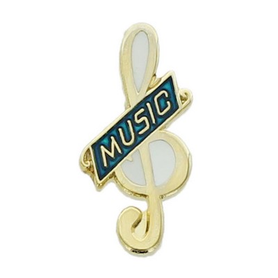 Music Award Enamel Treble Clef Pins w/Music Bar