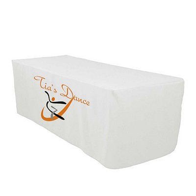 8' Fitted Dye Sub Tablecloth - White, Ivory and Silver - No Minimum!