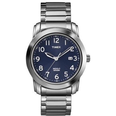 Timex Mens SilverTone Expansion Band Blue Dial