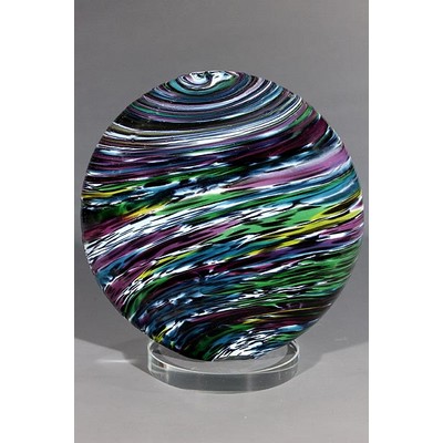 Jurassic Earth Art Glass Sculpture w/ Glass Base (4"x4.25")