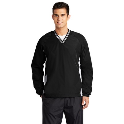 Sport-Tek® Men's Tipped V Neck Raglan Wind Shirt