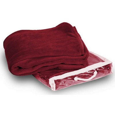 Micro Plush Coral Fleece Blanket --50X60 Maroon/Burgundy (Embroidered)