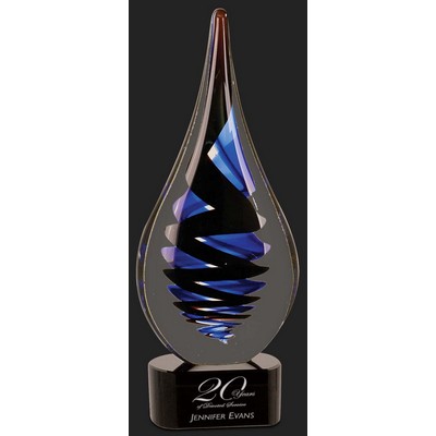 Dramatic Flair Rain Drop Art Glass Award - 11 1/4'' H