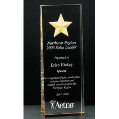 Constellation Series Etched Star Award w/ Gold & Mirrored Bottom (2 7/8"x8")