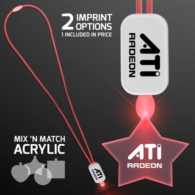 Necklace Red LED Lanyard with Acrylic Star Pendant - Domestic Imprint