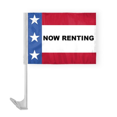 Patriotic Now Renting Car Flags 12x16 inch