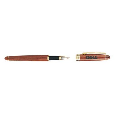 Rosewood Rollerball Pen w/ Pull Cap Action & Black ink