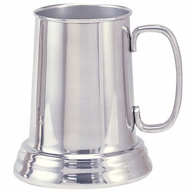 21 Oz. Polished Glass Bottom Aluminum Tankard