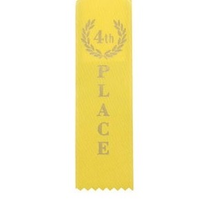 4th Place Yellow Satin Ribbon w/Zig-Zag Cut Top & Bottom