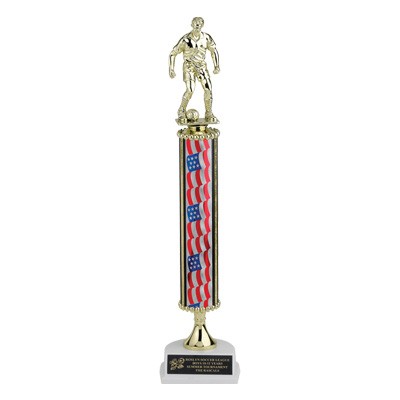 14½" Single Column Stars & Stripes Trophy - Takes Figure