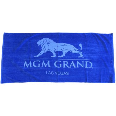 Royal Blue Terry Velour Beach Towel (34"x70")