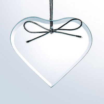 Beveled Clear Glass Ornament - Heart