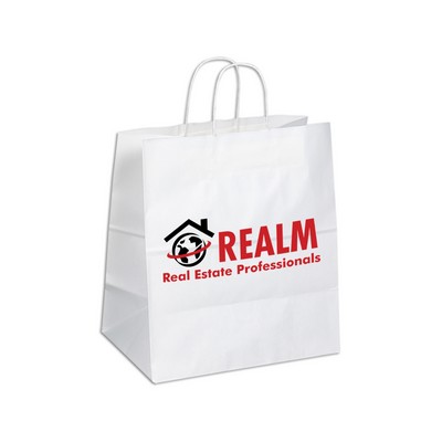 White Kraft Paper Shopping Bag (13"x17"x7")