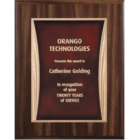 Walnut Plaque 8" x 10" - Red/Gold Showtime 6" x 8" Plate