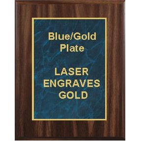 Walnut Plaque 9" x 12" - Marbelized Blue/Gold 7" x 10" Designer Plate