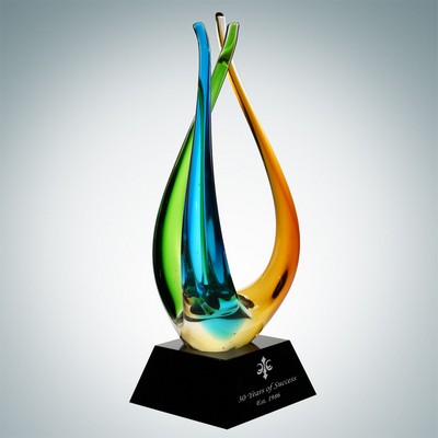 Art Glass The Tripod Award w/Black Crystal Base