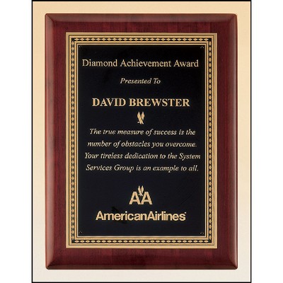 Rosewood Piano Finish Plaque with Diamond Florentine Boarder (9" x 12")