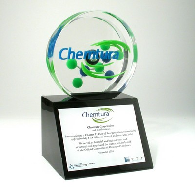 Spinning Disk Lucite® Embedment Award on Base (5" x 8 1/2" x 4 1/4")