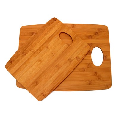 Set of 2 Bamboo Thin Cutting Board w/ Oval Hole in Corner (9"x12" & 11.5"x15")