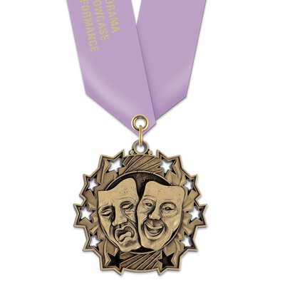 2 1/4" Drama TS Medal w/ Satin Neck Ribbon