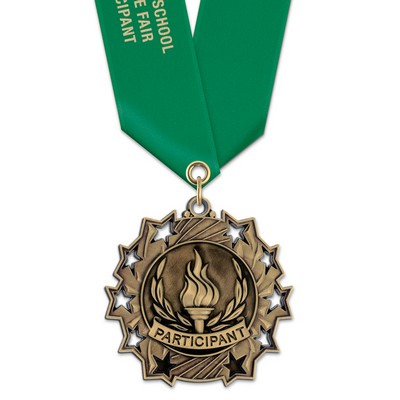 2 1/4" Participant TS Medal w/ Satin Neck Ribbon