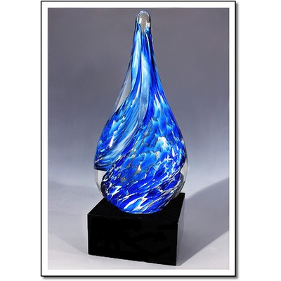 Blue Jay Art Glass Sculpture w/o Marble Base (4"x9")