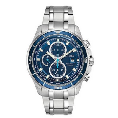 Citizen Men's Brycen Eco-Drive Watch, Super Titanium with Blue Dial