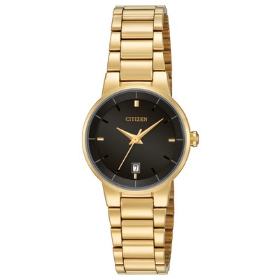 Citizen Ladies' Quartz Watch, Gold-tone Black Dial