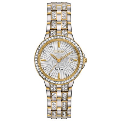 Citizen® Ladies' Eco Drive Watch w/2 Tone Dial & Swarovski® Crystal Accenting