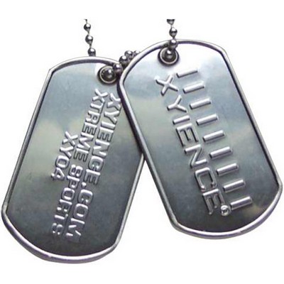 Embossed Stainless Steel Military Dog Tag with Rolled Edge