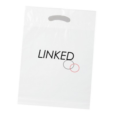 White Non Woven Fold Over Die Cut Handle Bag 2C2S (11"x15"x3")