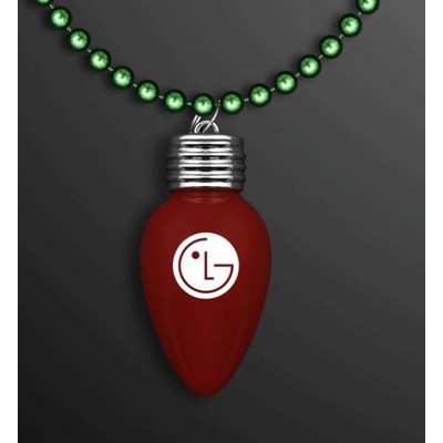 Blinking Red Bulb Christmas Charm on Green Beads - BLANK