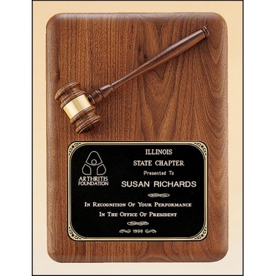 American walnut plaque with walnut gavel