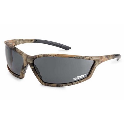 Camo frame, gray anti-fog lens, 4X4 safety glass