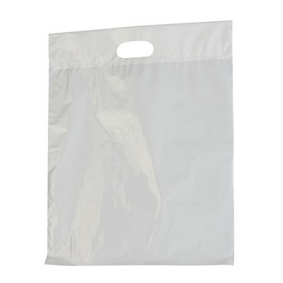 2.0 Mil Low Density Poly Fold Over Die Cut White Merchandise Bag (15"x18")